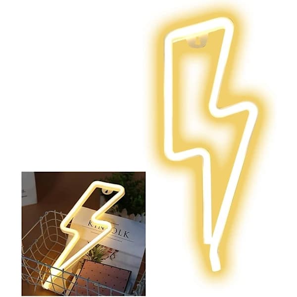 Neonskilt LED Lynform Nattlampe Veggdekor Strøm
