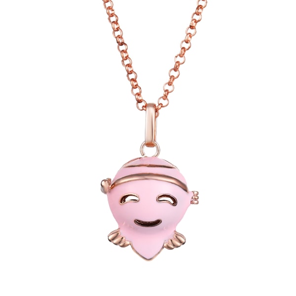 187 leende ansiktsform Aromaterapi halsband Choker (rosa guld rosa bur med kedja)