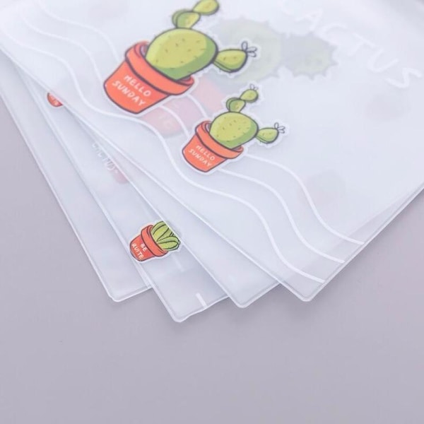 Cactus Matt Polerad Transparent PVC A5-Mapp A4-Mapp Dokumentmapp Kontorsmaterialväska Matches the image one Cactus