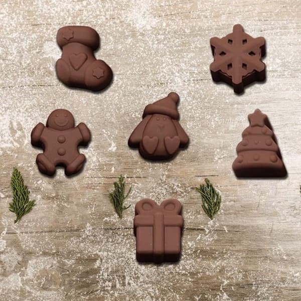 Jule silikone chokoladeforme, 25 hulrum non-stick fødevaregodkendt slik- og bageformsæt til gør-det-selv julegodter, 2-pak