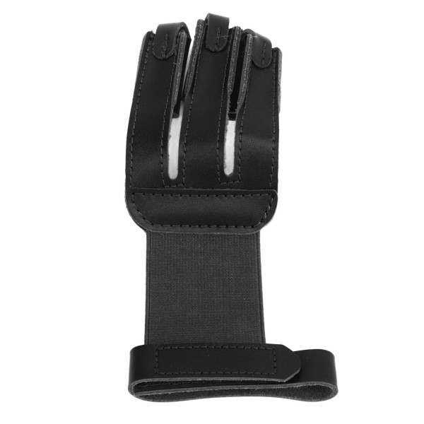 Bueskydningshandske Koskind Beskyttende 3 Finger Guard Finger Tab Handske til Jagt Skydning Målretning Sort