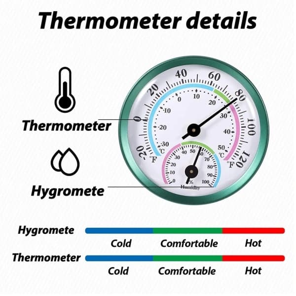 Innendørs utendørs termometer innendørs Grønt termohygrometer