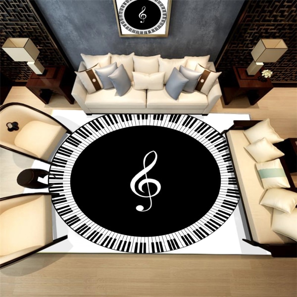 Nuotti Mustavalkoinen pianonäppäin printed pyöreä matot alueen matot kodin olohuoneen lattian sisustukseen