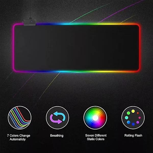 Gaming Musemåtte Med LED-lys - RGB - Vælg Størrelse 80x30 Cm