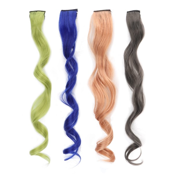4 stk varmebestandige rett hårpynt Festhøydepunkter Farget klips i hårforlengelser for jenter kvinner