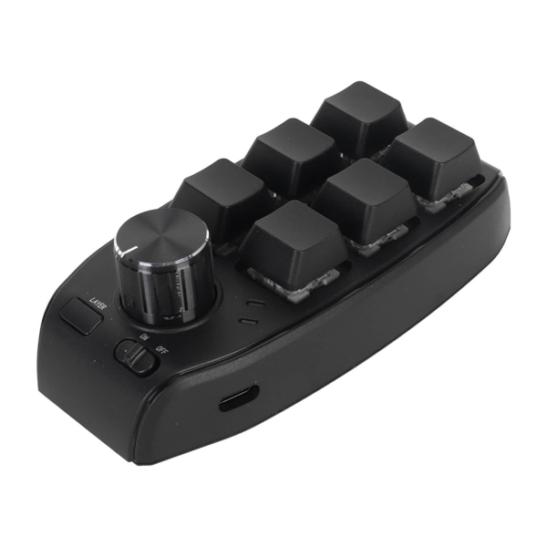 Minitastatur 6 taster 1 knott Rød bryter Mekanisk Plug and Play Programmerbart tastatur for gaming Office Media Wireless BT (innebygd 200mAh batteri inkludert)