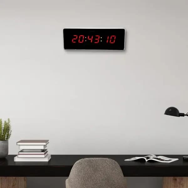 LED Wall Clock - Digital Aluminum Alloy Office Bedroom Clock (Hour + Minute + Second)
