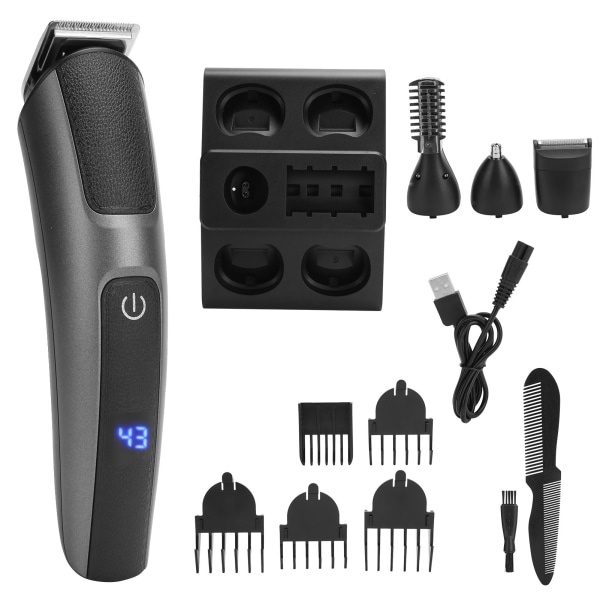 5 i 1 hårklippare Multifunktionell vattentät OilHead uppladdningsbar elektrisk hårmaskin