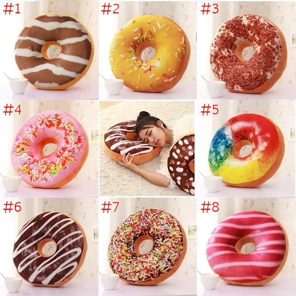 Sødt Donuts Pude Chokolade Munk Plys Macaron Madpude Fin Bundpude Nappude Donut Coussin