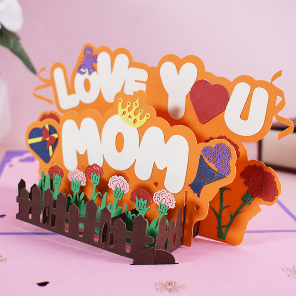 Äitienpäivän 3D-onnittelukortti Käsintehdyt lahjakortit äidille ja vaimolle