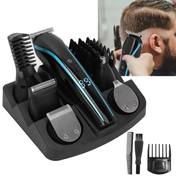 6 in 1 sähköinen partaleikkurisarja Ergonominen sähköinen hiustenleikkuri, pestävä nenäleikkuri