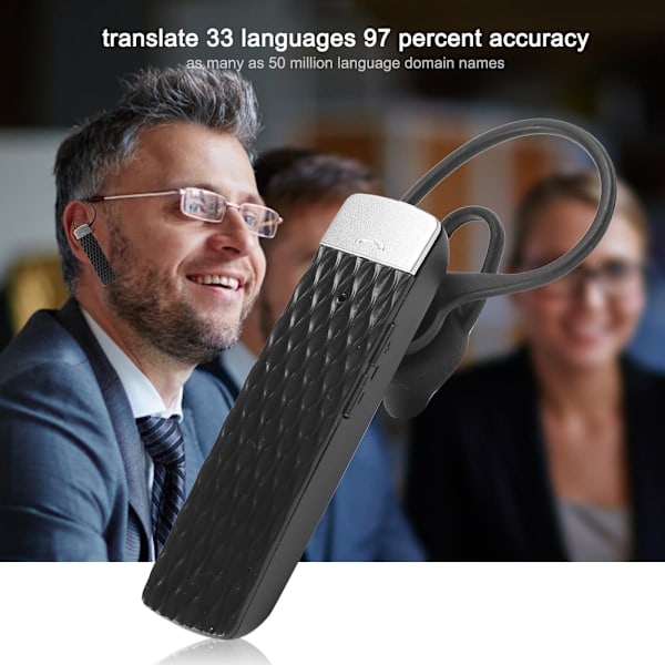 T2 Smart Bluetooth Oversættelseshøretelefoner Trådløse Realtids 33 Sprog Oversætter Headset Sort