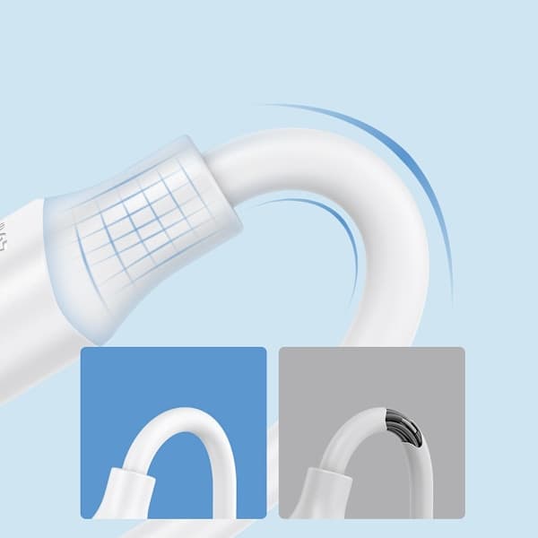 Fleksibelt, holdbart USB - iPhone-kabel til opladning og dataoverførsel 1m hvid