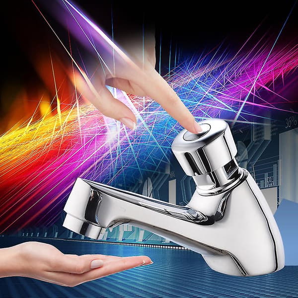 Automatic Self Closing Water Saving Faucet Bathroom Basin Cold Tap Delayed Push Button