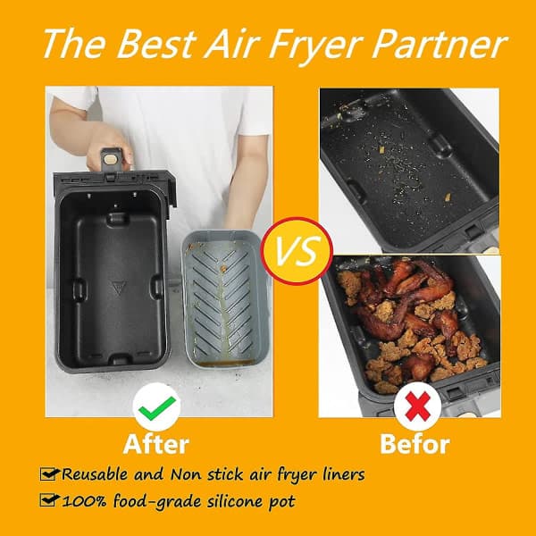 2-pack silikonformar för Ninja dubbla luftfritöser, dubbel luftfritös silikonkorg, luftfritös stativtillbehör för luftfritös, ugn och mi