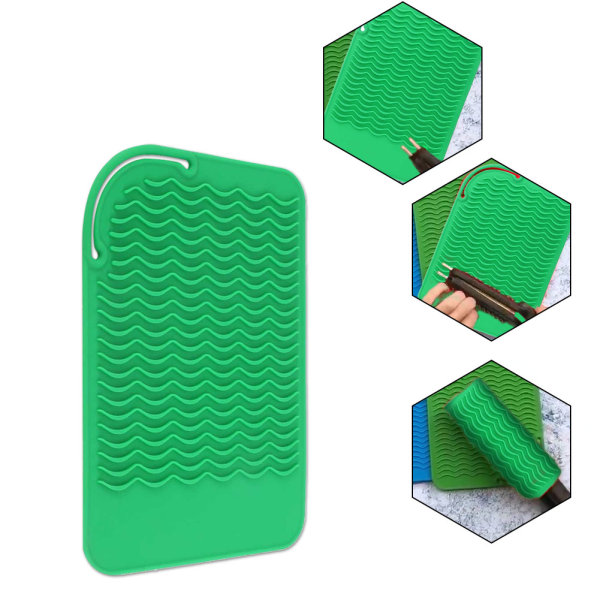 Varmebestandig varmeisolasjonspute sammenleggbar matte for elektrisk hårrullepinne (grønn)