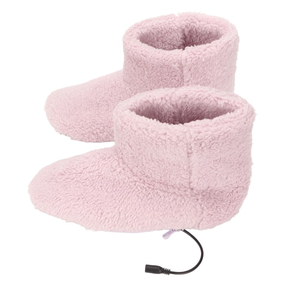 Lämmitetty jalkojenlämmitin USB lataus Pehmeät rentouttavat sähköiset pehmolämmittävät kengät kylmälle talvelle vaaleanpunaiset naiset 35?39