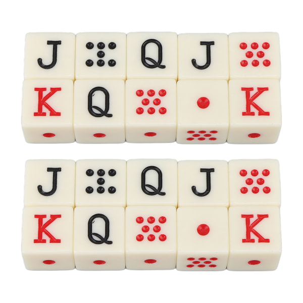 20 stk spanske pokerterninger 6-sidet firkantet JQK-terninger Plastbordspilsterningsæt gul