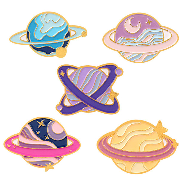 5 stk Space Star Emalje Pins Utforsk Space Star Brosjer Klesmerker Smykketilbehør Barnegaver