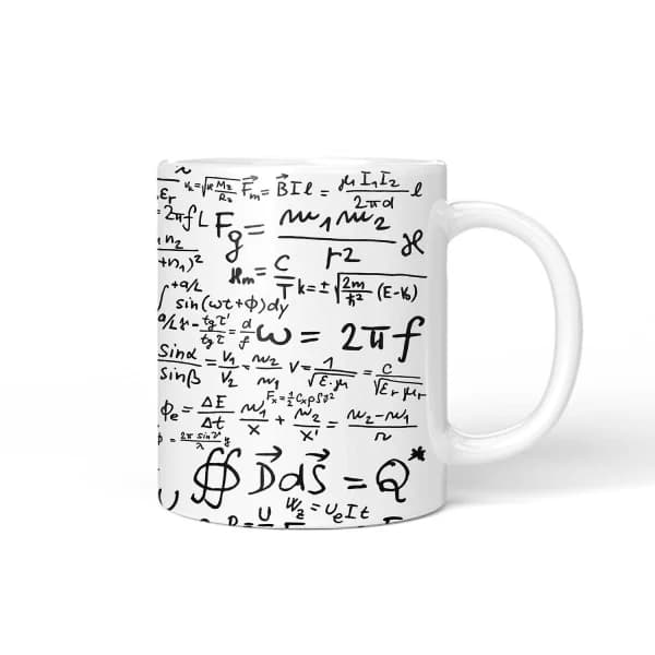 Coffee Mug with Mathematical Formulas - Ponder Famous Mathematical Equations While Enjoying Your Beverage - Comes in a Fun Gift Box...