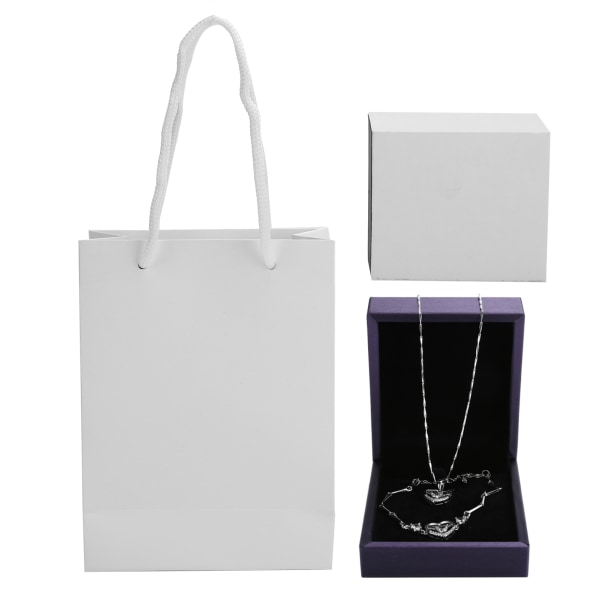 Armbånd Halskæde Sæt Box Taske Kombination Valentinsdag smykkegaver til KvinderHvid