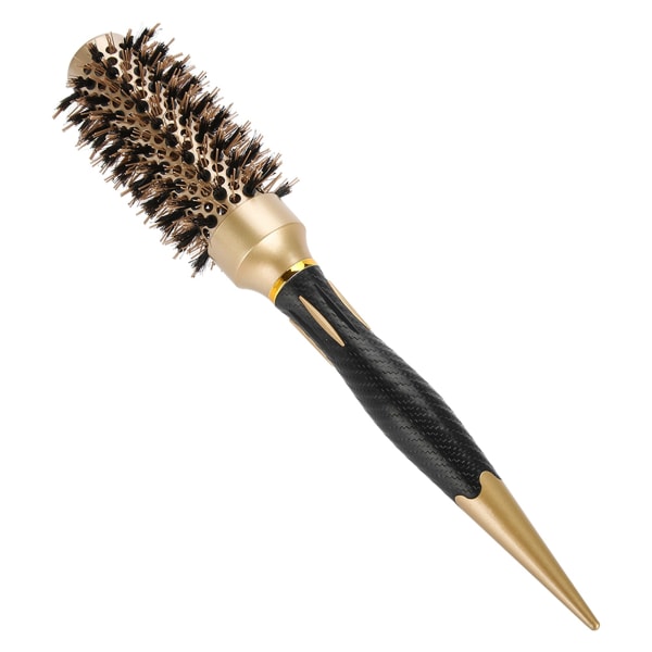 Bærbar anion antistatisk rund hårkam Salon stylingbørste gull og svart (32 mm)