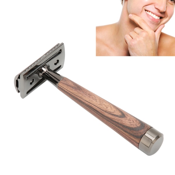 Dobbel kant barberhøvel Sinklegering manuell barberhøvel Gjenbrukbar manuell barbermaskin for menn med trehåndtak