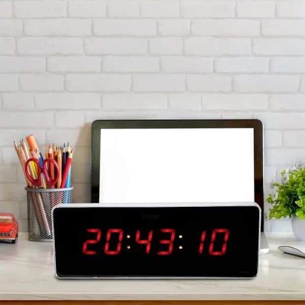LED Wall Clock - Digital Aluminum Alloy Office Bedroom Clock (Hour + Minute + Second)