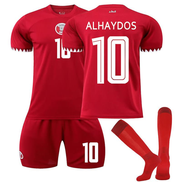 2022-2023 Qatar hemma-VM set nro 10 Al-Haydos nro 19 Almoez nro 11 Akram Afif T-paita fotbollsuniform för vuxna barn No.10 Al-Haydos S