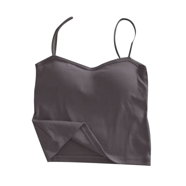 Dam Enfärgad Sport Vadderad Camisole Elegant Fashionabla Spaghetti Strap Linne för löpning Mörkgrå Gratis Storlek för 88.2?143.3lb