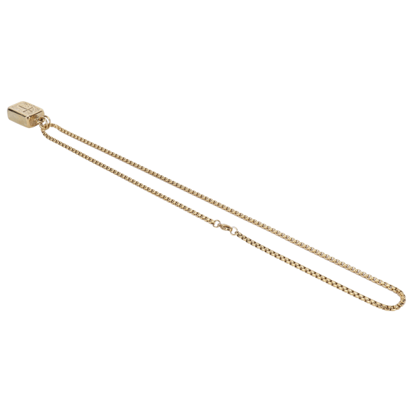 Unisex titan stål halskjede retro rektangulært kryssmønster anheng halskjede gull