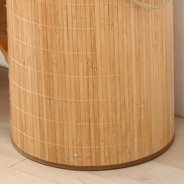 Sammenleggbar skittentøyskurv Dagligvarekurv Bambus Stor kapasitet Oppbevaringsbøtte for skitne klær for hjemmet 1.0 Originalfarge rund