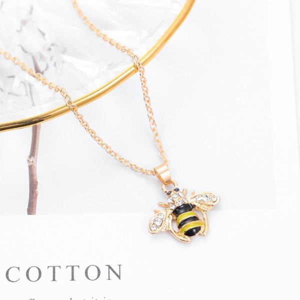 Fashionabla kvinnor legering strass Bee hänge Collarbone Chain halsband