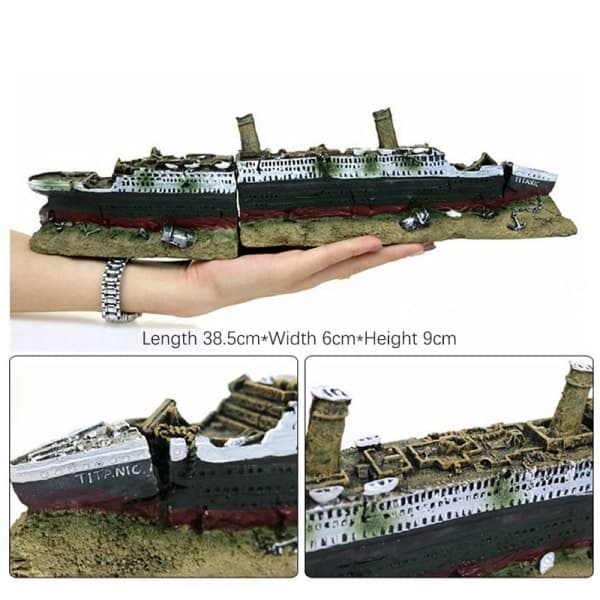 Akvariumdekorasjon Synkende Titanic-modell Skipsvrakpynt N ferrous OneSize