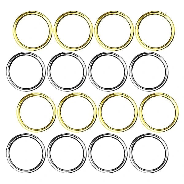Metalring, 40 stk Multi O-bue indvendig diameter 20 mm (guld, sølv)