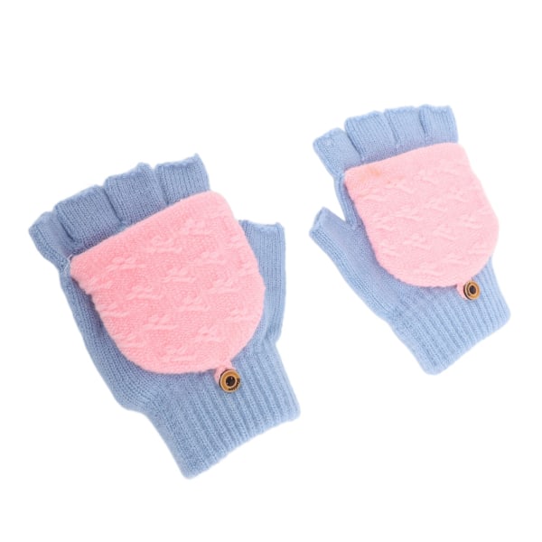1 par vinterstrikkede fingerløse hansker Dobbeltsidig oppvarming USB oppvarmede hansker for kvinner menn Blå