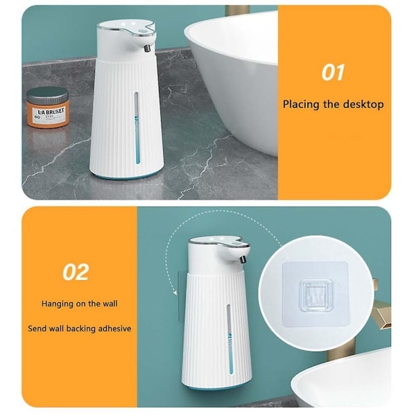 Automatisk Sæbe Dispenser med Sensor 400ml Stor Kapacitet Skum Sæbebeholder Berøringsfri Væske/Gel-Sæbe Skum