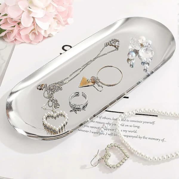 Silver smyckesbricka oval bricka