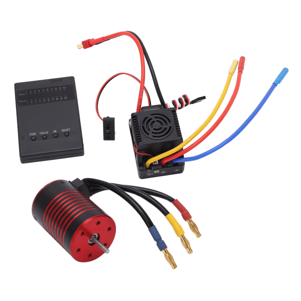 Vanntett 3650 børsteløs motor med 60A ESC programmeringskort kombisett tilbehør for 1/10 RC-bil 4500KV