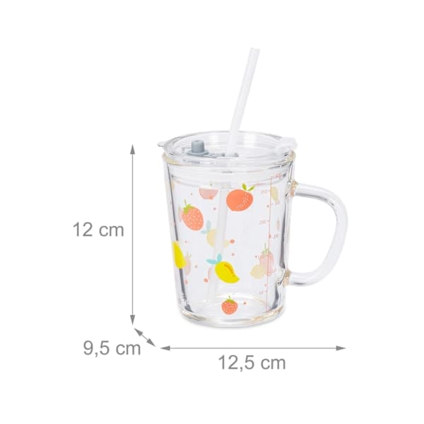Sett med 2 barneglass med fruktmotiv