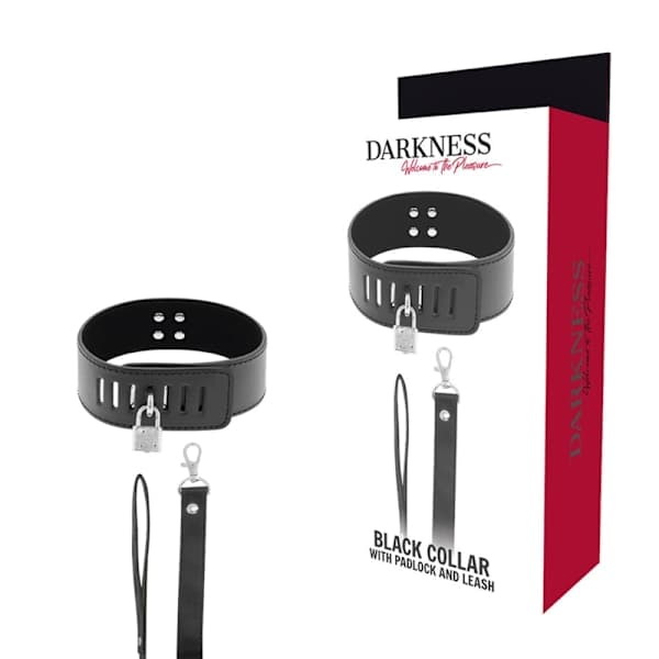 Darkness - Bdsm-halsbånd med sort lås