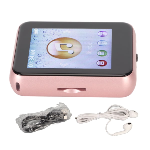 MP3 Bluetooth-afspiller HiFi Lossless 1,8 tommer Touch Screen Support Optagelse 8G MP3-afspiller med højttaler Elektronisk bog Rose Gold