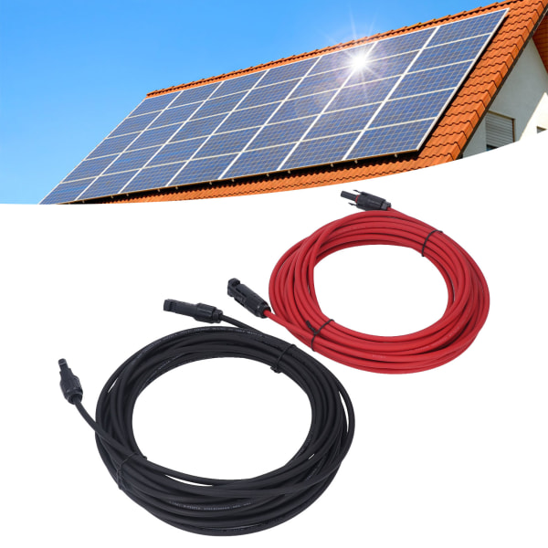 2 kpl 12AWG 4mm2 aurinkopaneelin jatkokaapeli Musta punainen aurinkosovittimen jatkokaapeli naaraspuolisella urosliittimellä 1000VDC 10m / 32,8ft
