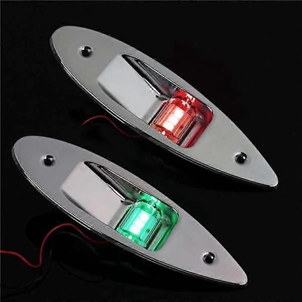 LED Rød+Grønn Eldre Montering Marine Båt RV LED Side Navigasjonslys Rustfritt Stål Vanntett for Sølv