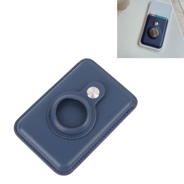 Magnetisk kort pungholder til Magsafe Tracker Taske til IOS Locator 2 i 1 Læder beskyttelsescover til Iphone Blue