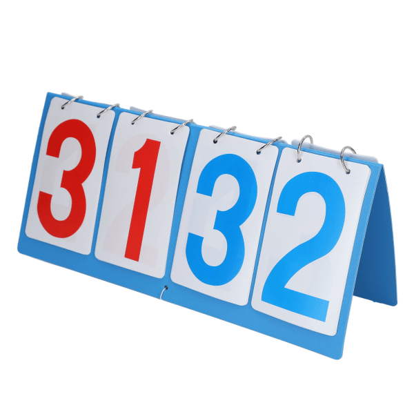 4-cifret resultattavle Vandtæt blå rødt nummer bærbar bordplade Flip-scoreholder til volleyball basketball
