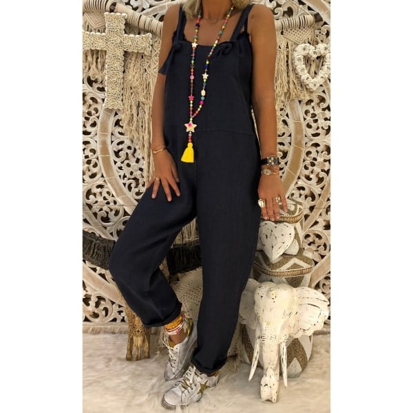 Jumpsuit til kvinder Playsuits Bukser Løse toppe Jumpsuit sort 4XL_paris