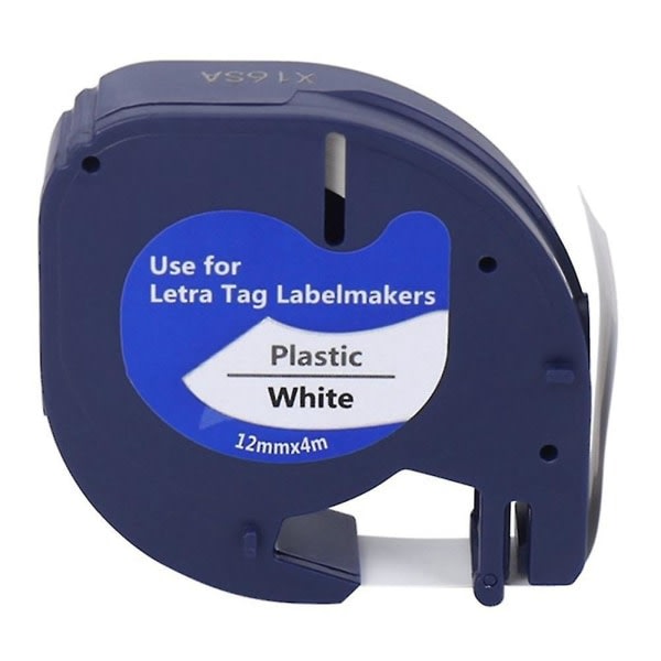 10 etikettape Erstatning for Letratag sort på hvid Plastetikettetape til Letratag etiketmærker