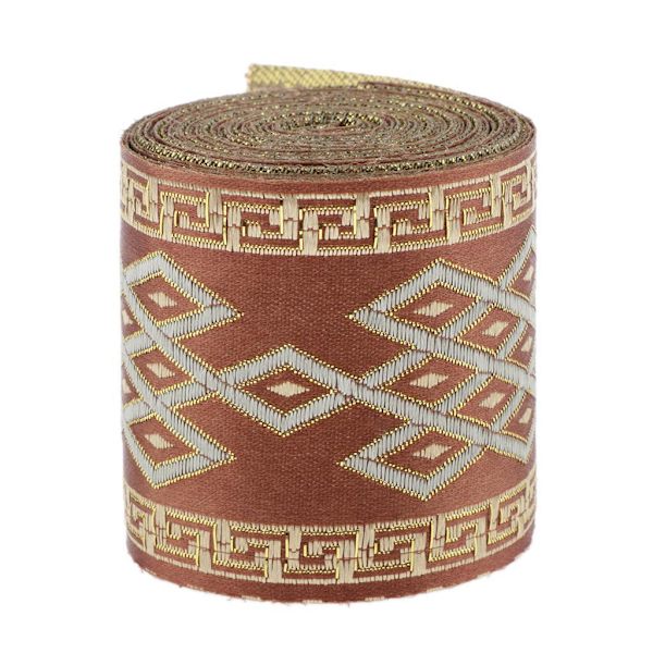 1/2/3/5 5 meter/ 5,5 Yds Jacquard Kantband Bred Vävd Kantband Röd Brun 6cm x 5M Red Brown 6cm x 5M 1Set