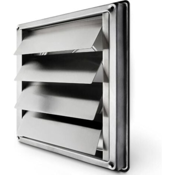 Ventilasjonsrist 150 mm Rist i rustfritt stål med tilbakestrømningsbeskyttelse, bevegelige lameller, automatisk lukking, slitesterk hetterist / Ventilasjon Inox.pa